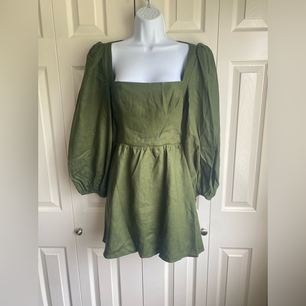 New Reformation Brodie Back Tie Linen Mini Dress - Picture 5 of 13